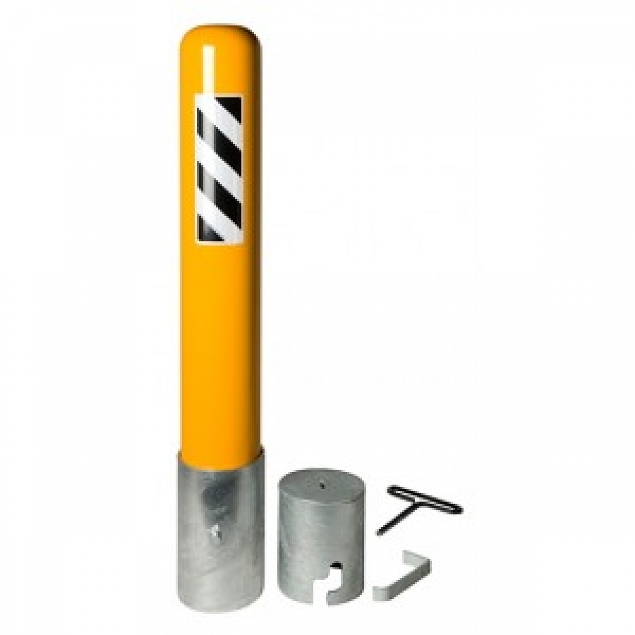 Removable bollard with ground sleeve and key