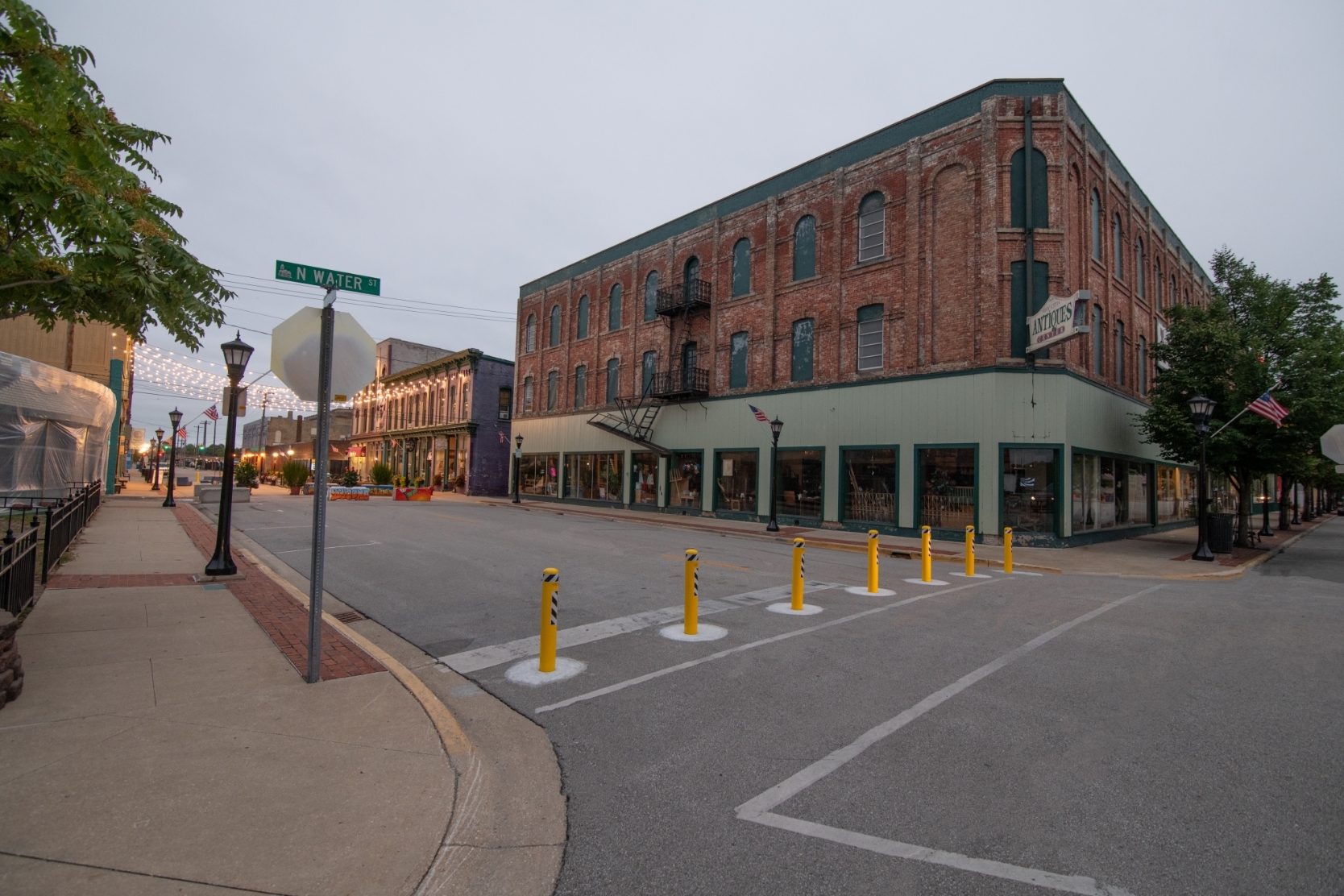 TrafficGuard bollards installed at a downtown Bay City intersection
