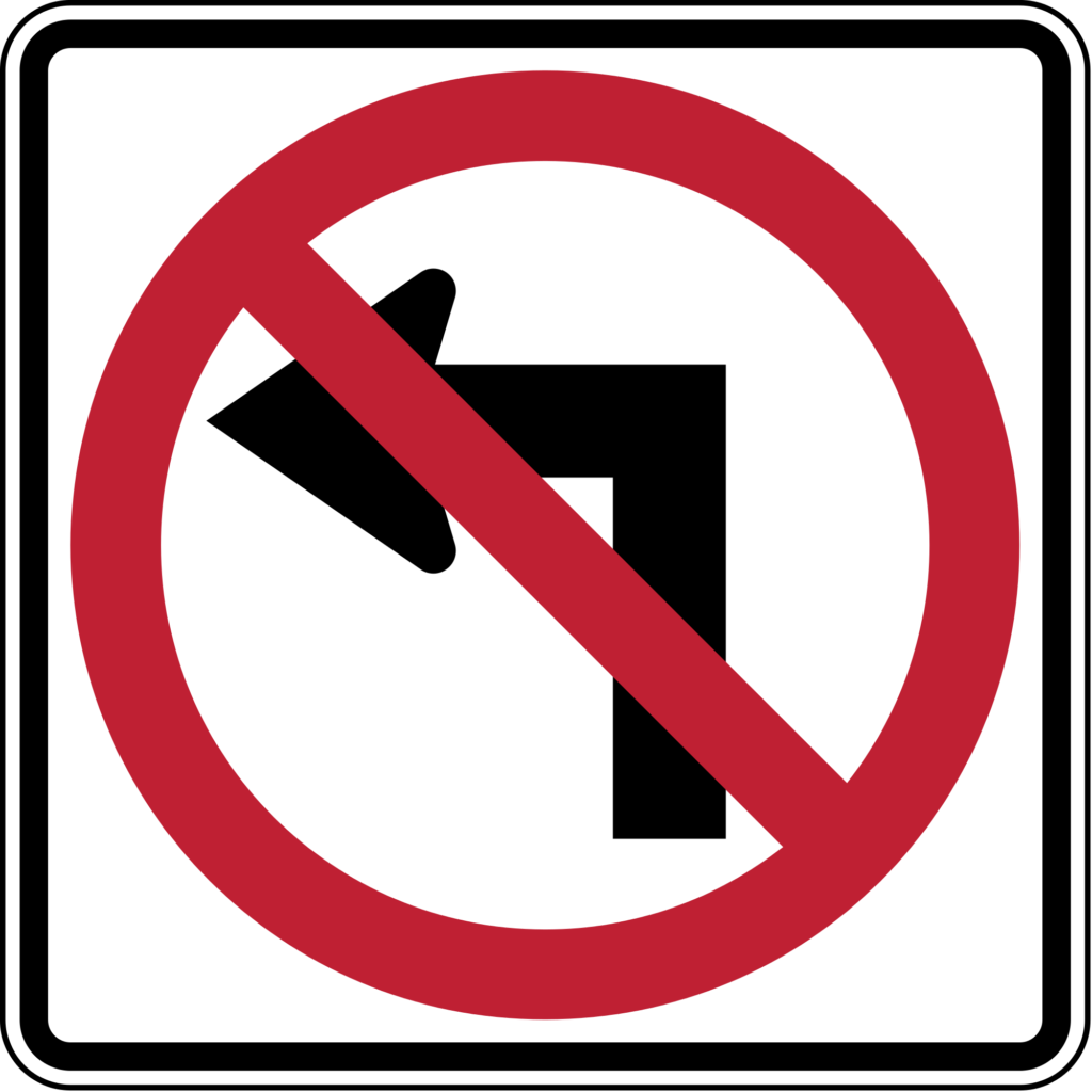 no left turn traffic sign