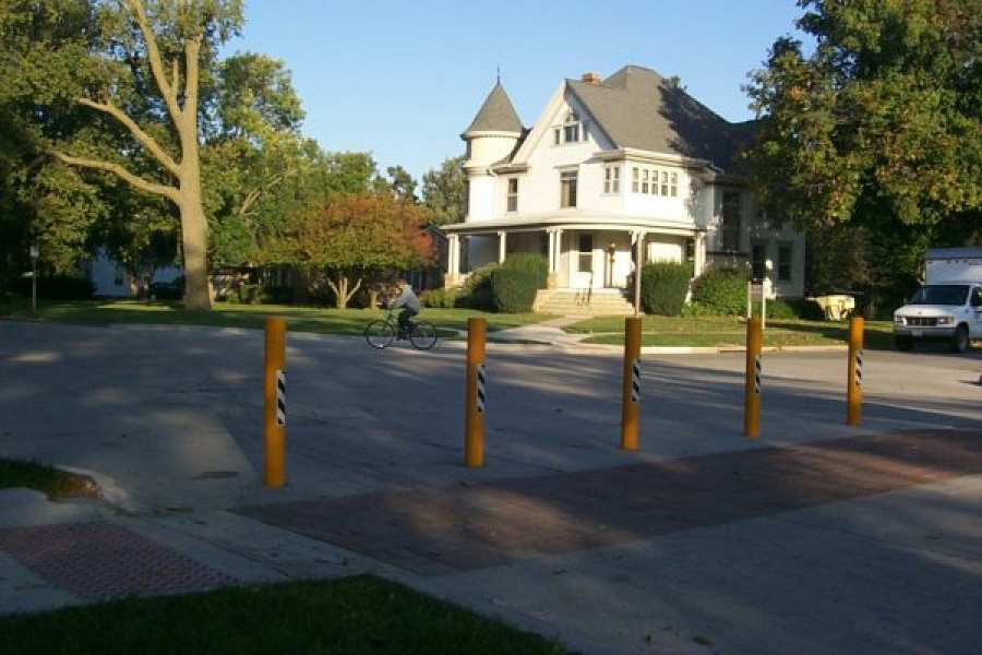 TrafficGuard, Inc Round Post Key Lock - Removable bollard post Grinnell College, Grinnell, IA